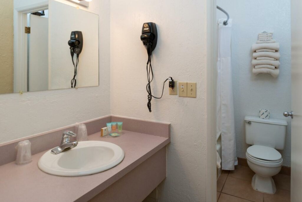 Hotel room bathroom