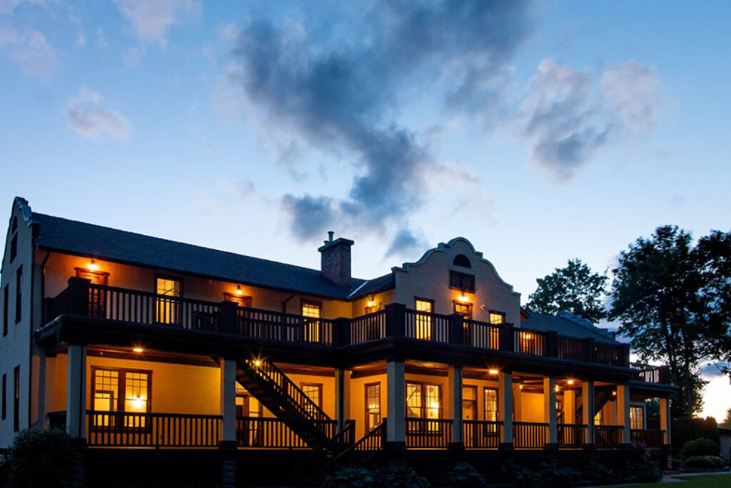 Hotel exterior at night