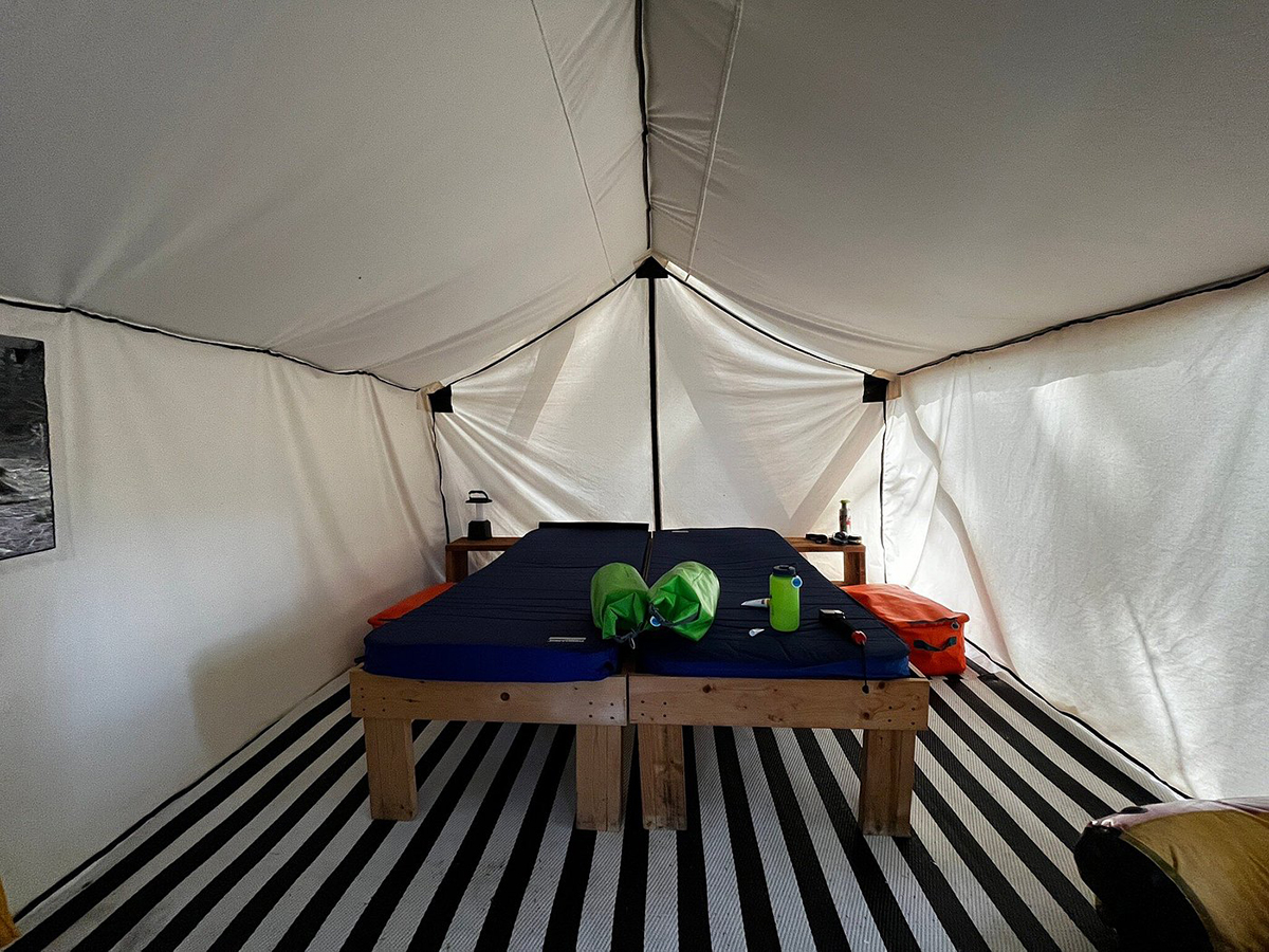 Inside of tent at campsite