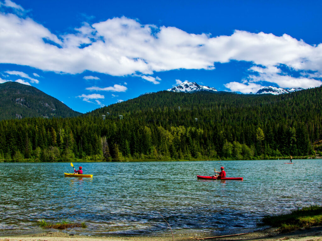 Kayaks on Alta Lake, Whistler, British Columbia