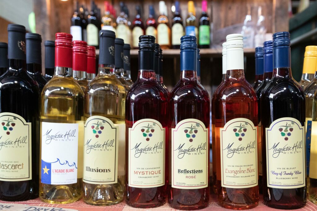 Bottles of wine from Magnetic Hill, New Brunswick