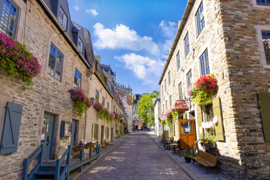 Canada, Old Quebec City tourist attractions, Petit Champlain lower town and shopping district.