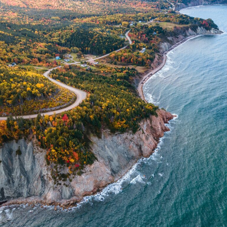 Coastal road running along Scotch Head in Nova Scotia