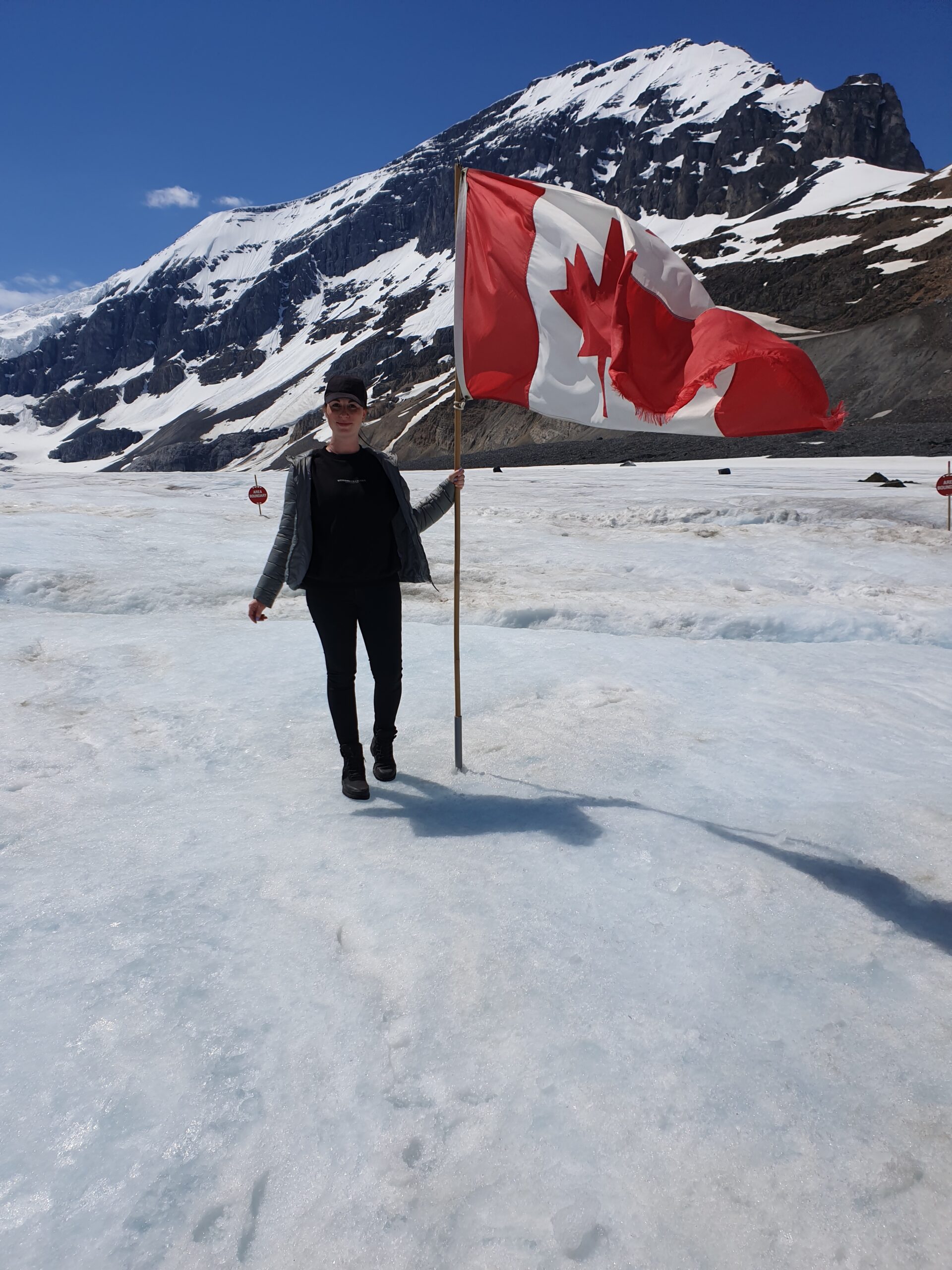 Rebecca with a Canadian flag