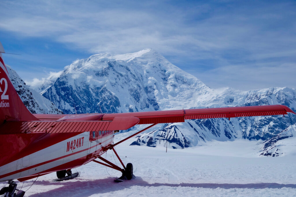 Plane in front of Denali