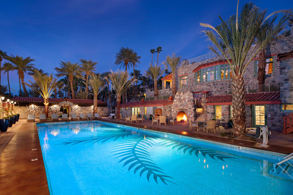 Hotel pool at night