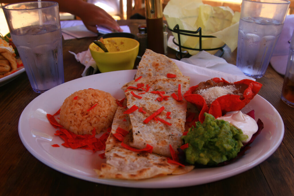 Close up shot of Mexican food at San Diego, California