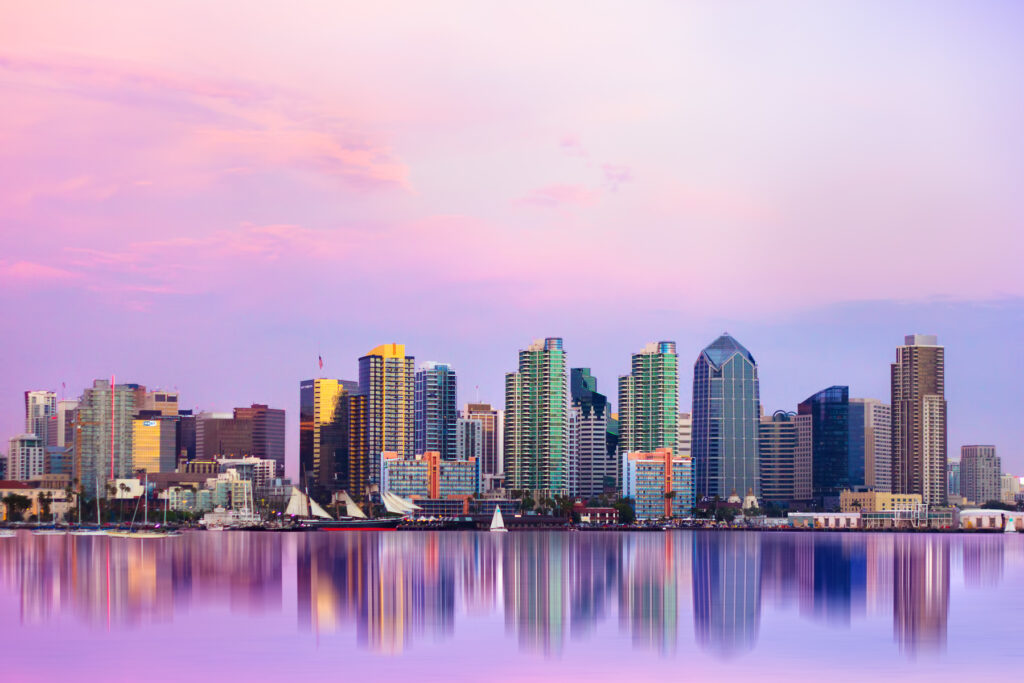 Lovely San Diego skyline at sunset