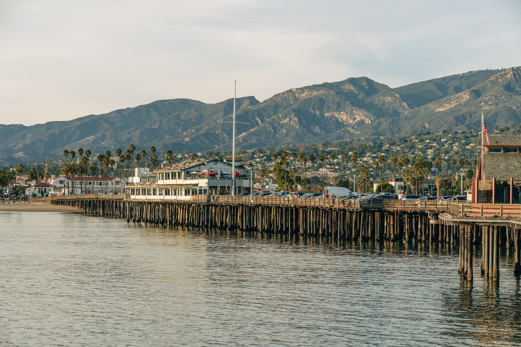 Stearns Wharf, a pier in the harbor in Santa Barbara