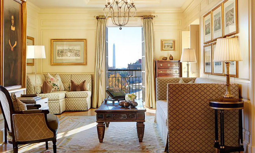 Hotel guest room with balcony view