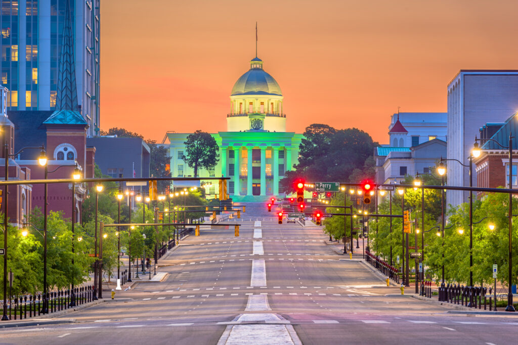 Montgomery, Alabama, USA with the State Capitol building