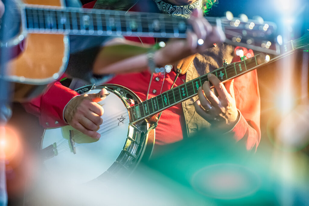 Banjo player in a country band