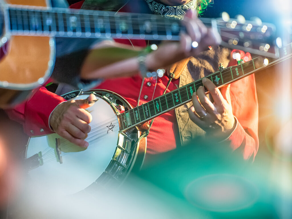 Banjo player in a country band