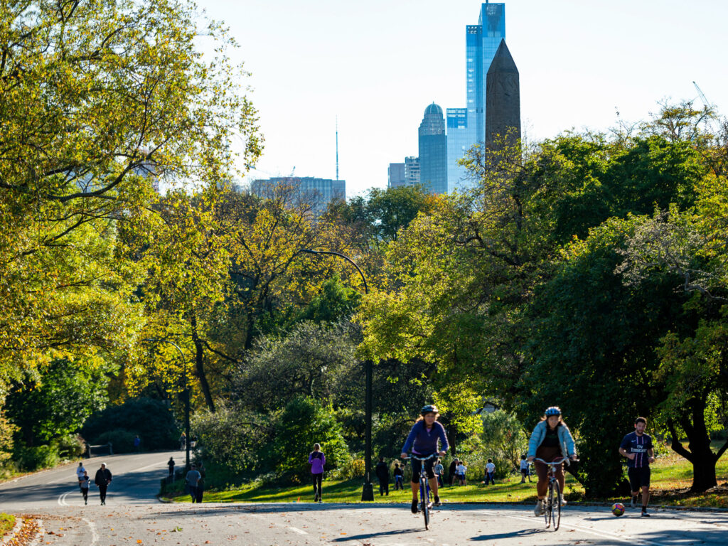 Cycling through Central Park, New York