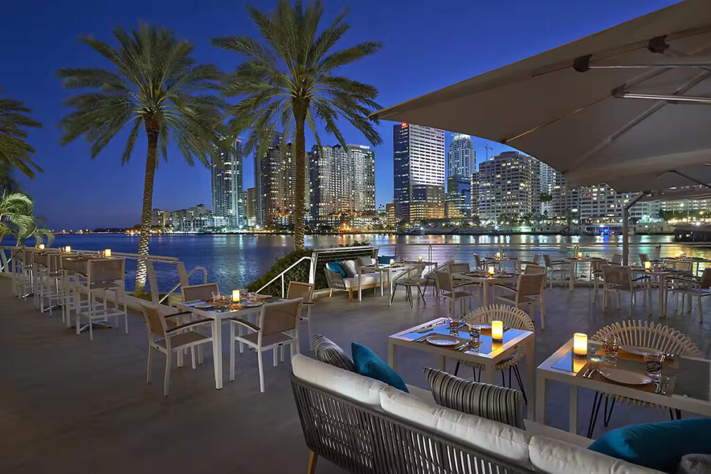 Hotel terrace overlooking the ocean