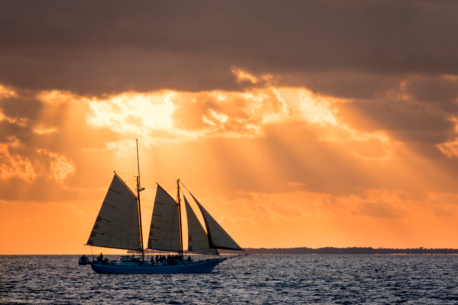 Beautiful view from Mallory Square in Key West Florida during a sunset sail cruise