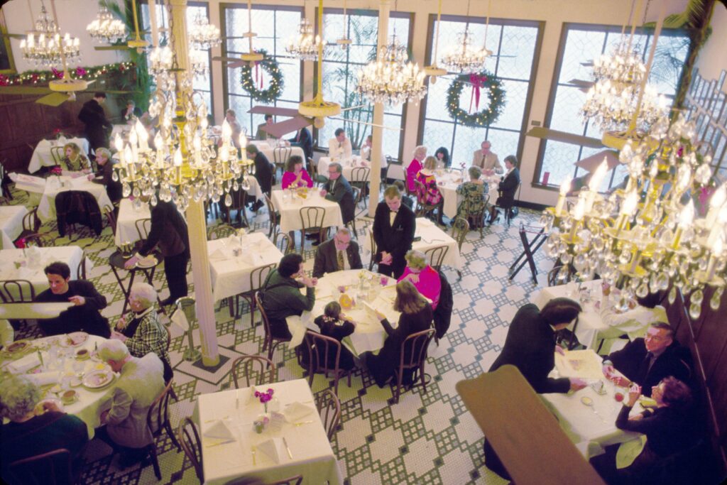 Dining room at Arnaud's Restaurant in New Orleans, Louisiana