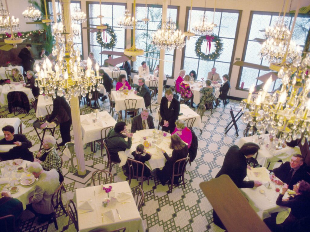 Dining room at Arnaud's Restaurant in New Orleans, Louisiana