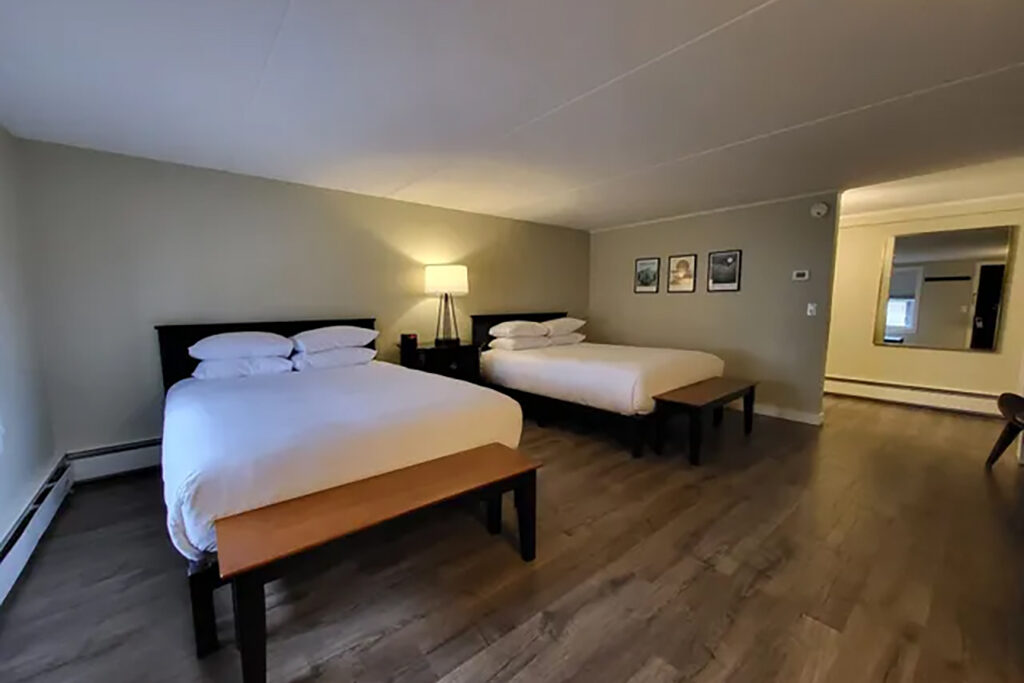 Hotel guest room with 2 beds