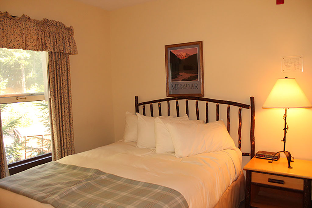 Hotel guest room double bed