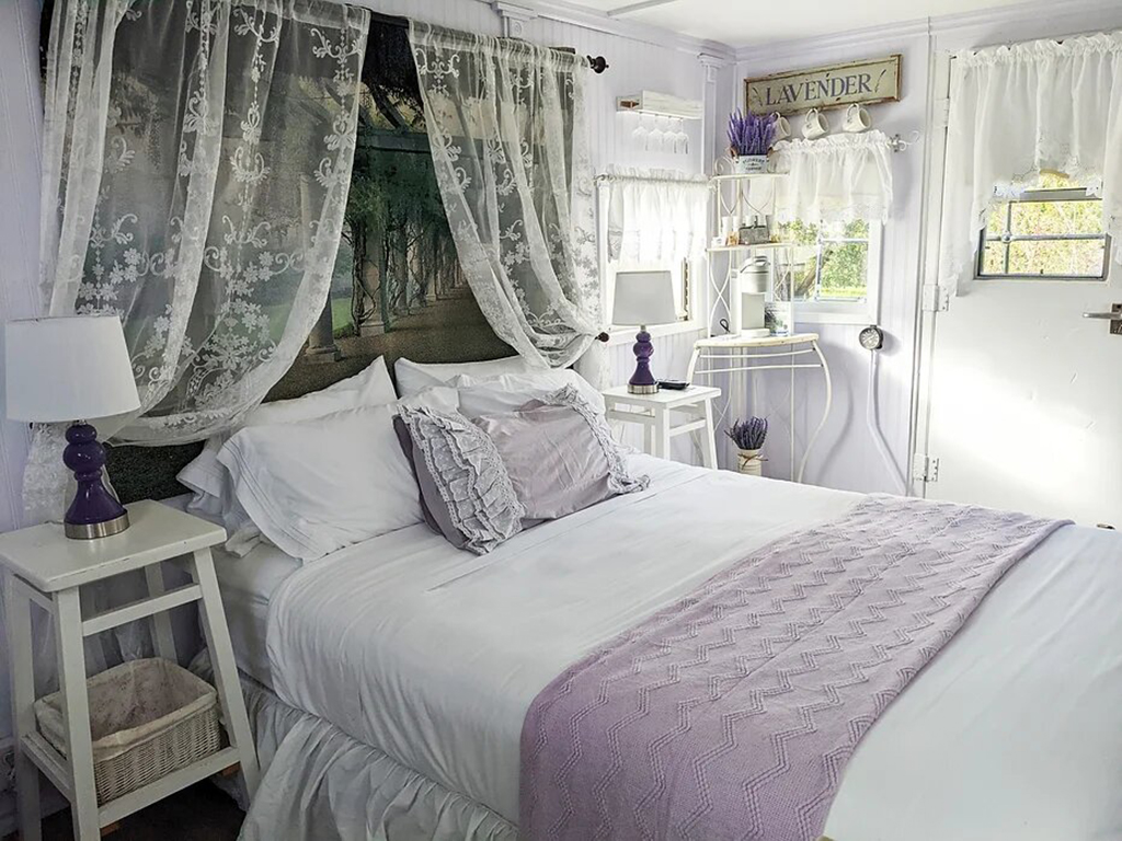 Lavender Themed Caboose Bedroom