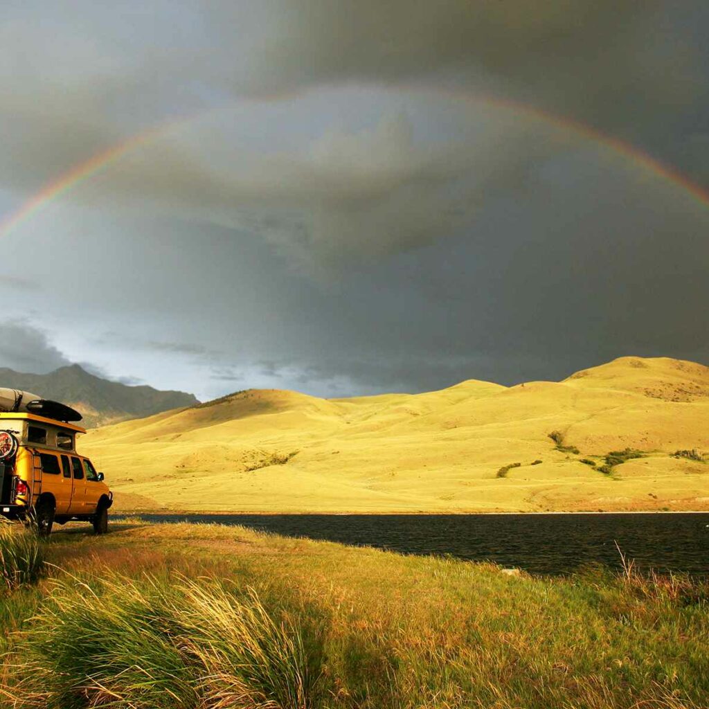 Rocky Mountains and rainbow