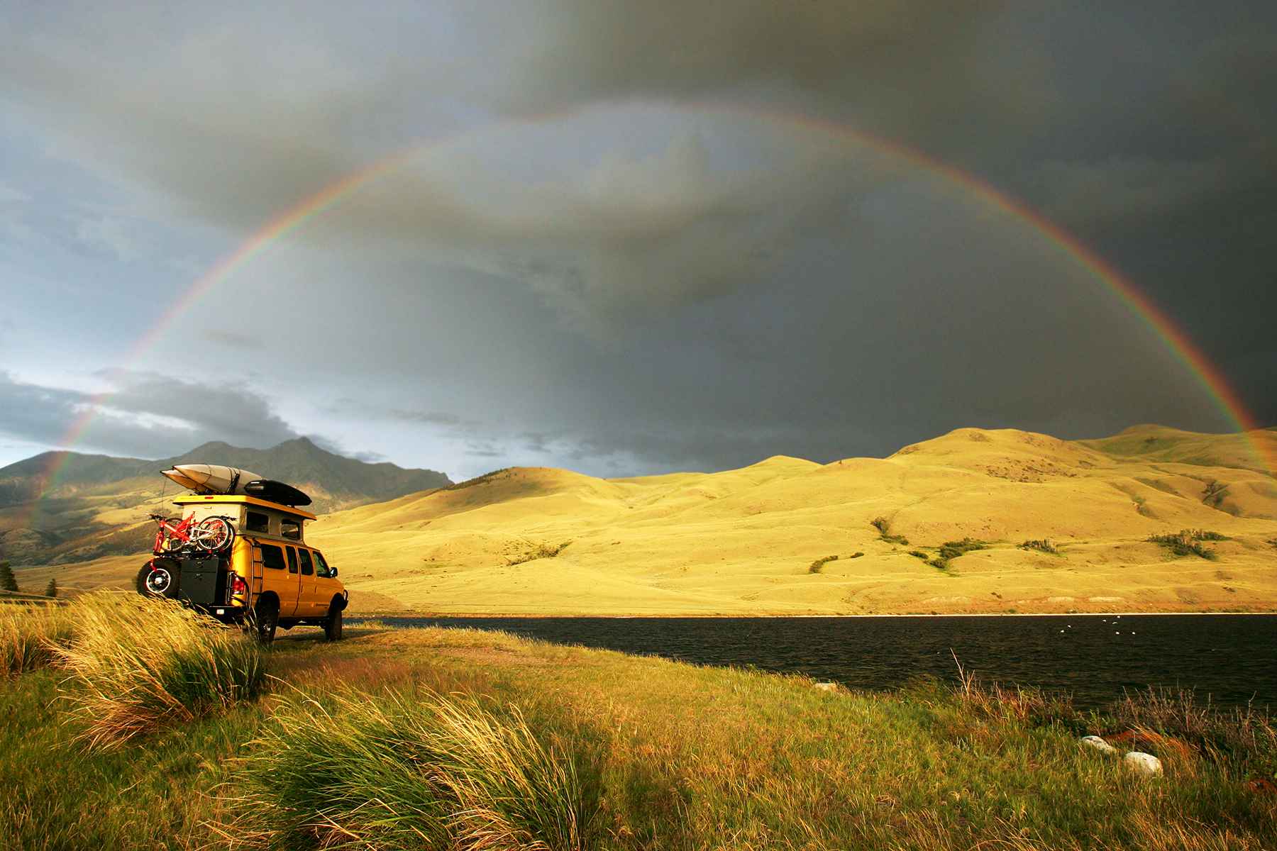 Rocky Mountains and rainbow