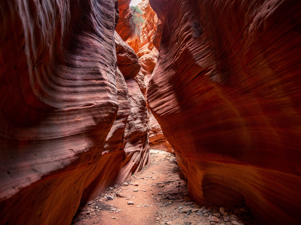 Curved sandstone walls in Red Canyon Slot Aka Peekaboo