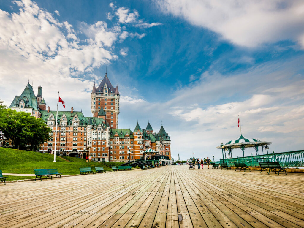 Frontenac Castle and Dufferin Terrace in Quebec City, Canada