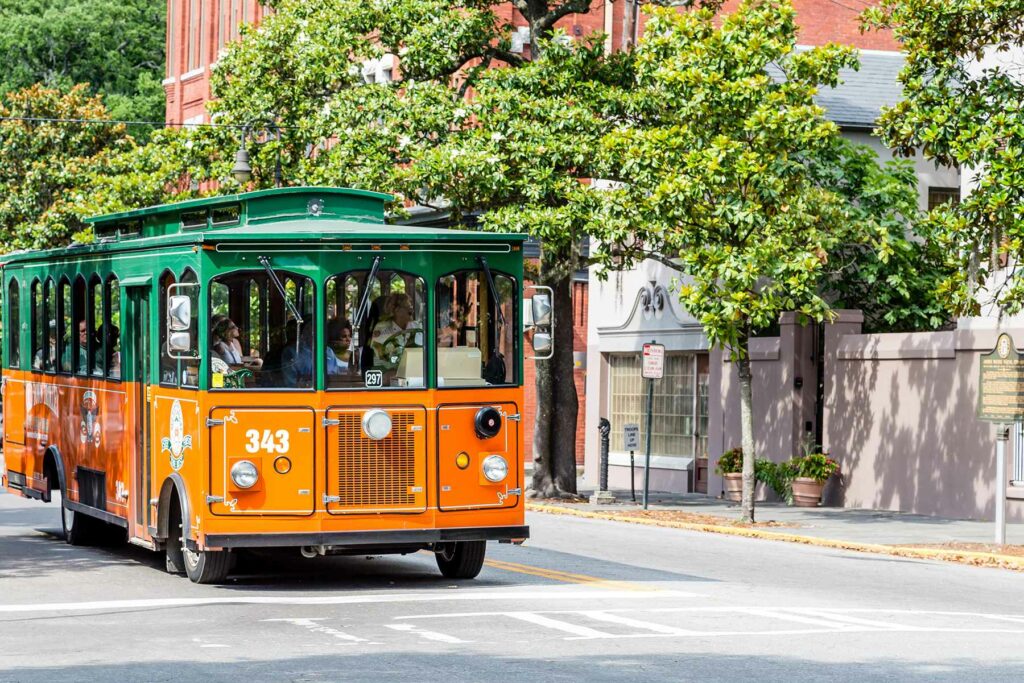 Savannah historic old town trolley