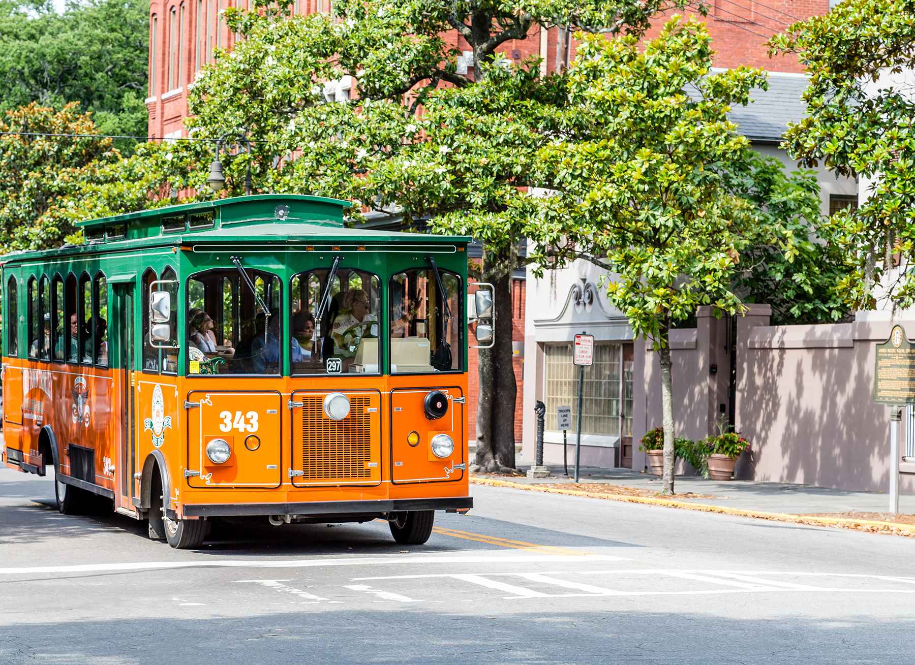 Savannah historic old town trolley