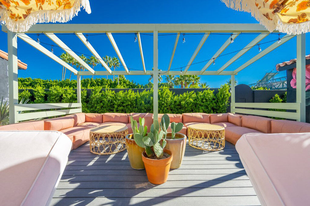 Hotel terrace by pool