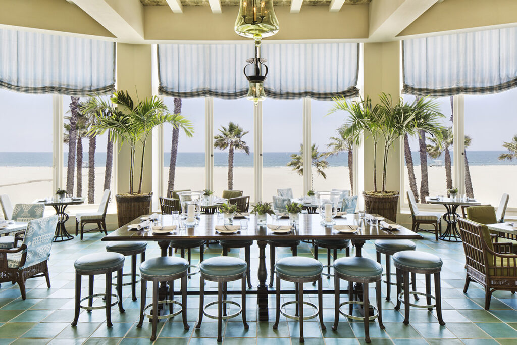 Beach front dining area at the hotel