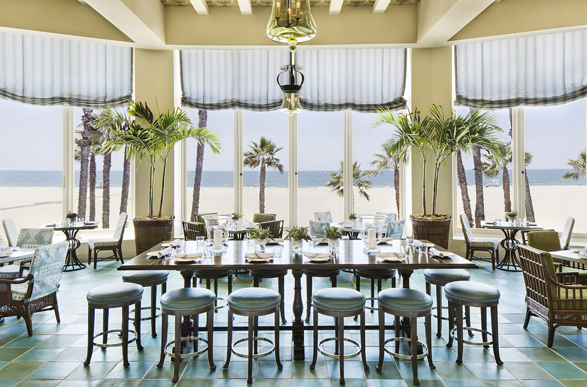 Beach front dining area at the hotel