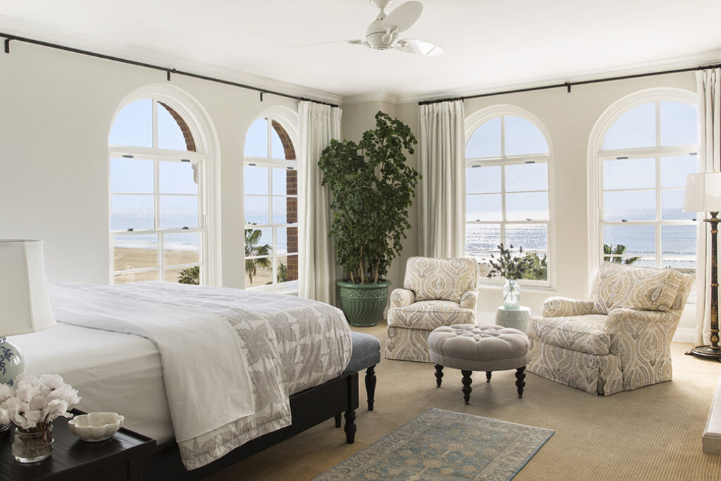 Hotel guest room with king bed