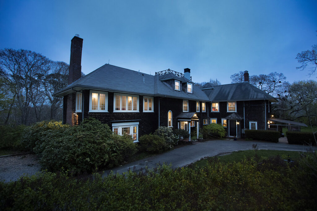 Hotel exterior in the evening