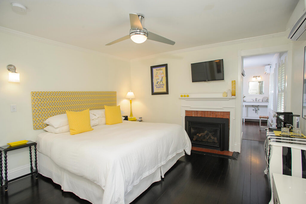 Hotel guest room with bathroom