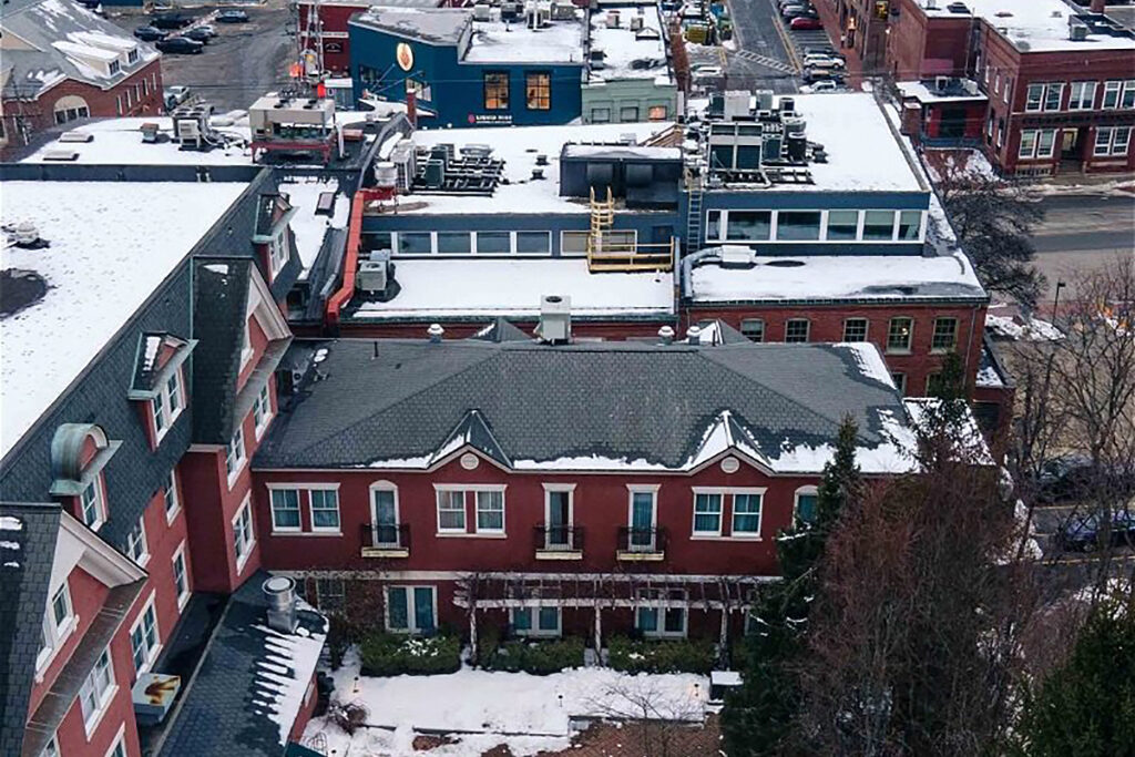 Hotel restaurant aerial view