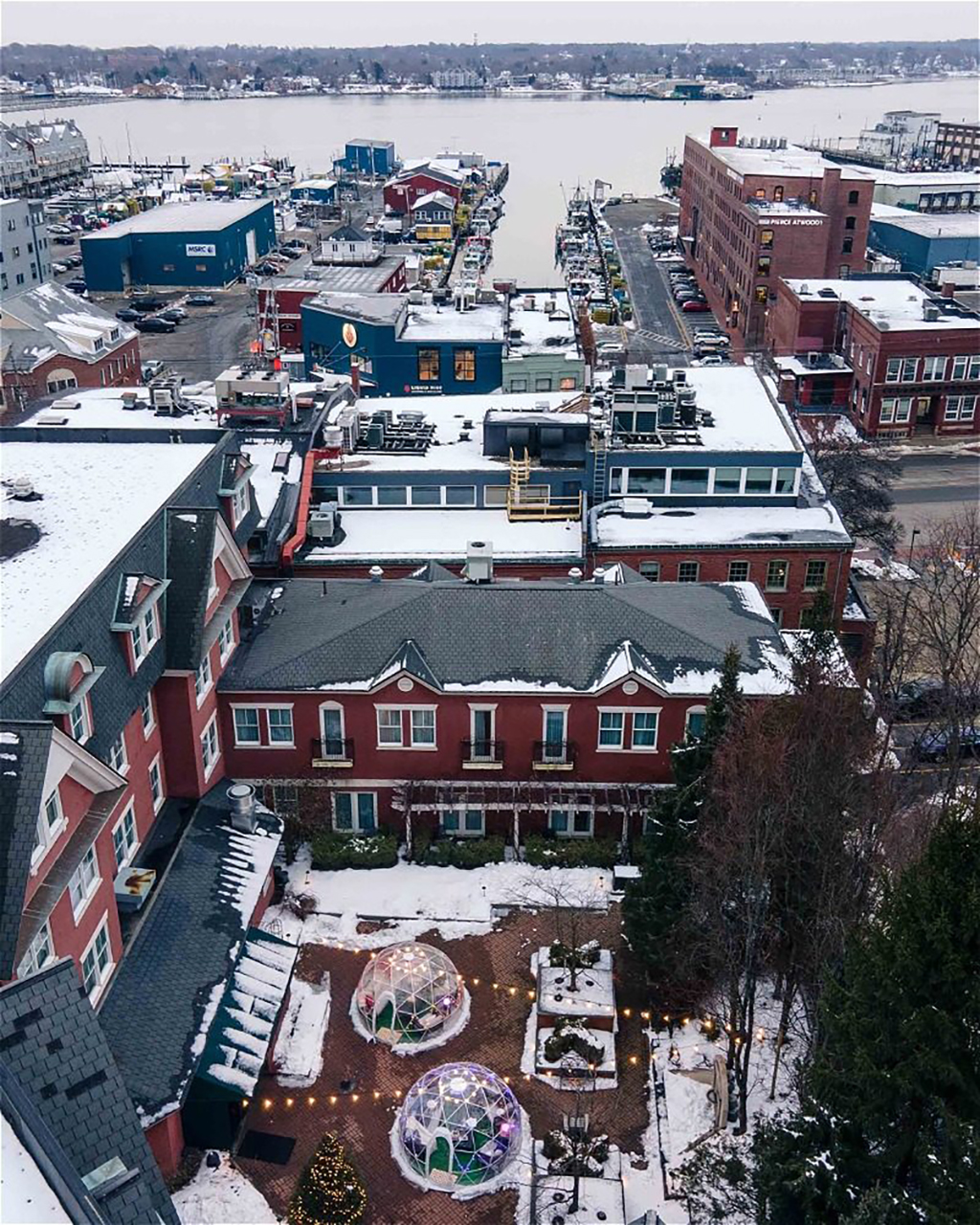 Hotel restaurant aerial view