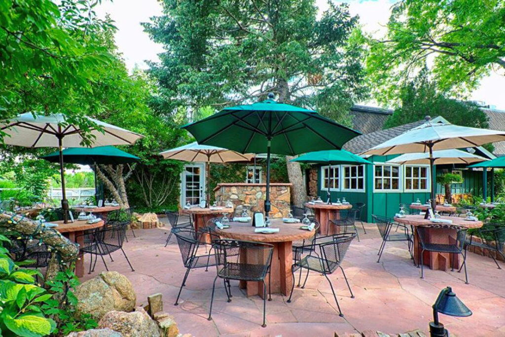 Patio with fountain at the inn