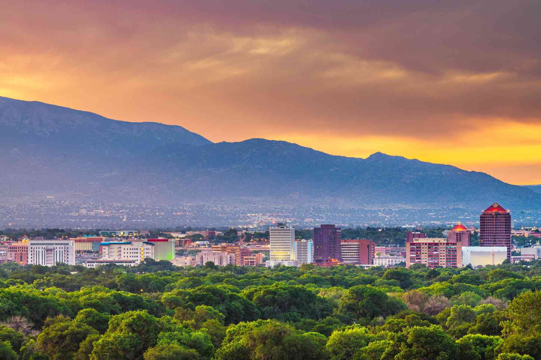 Albuquerque New Mexico with with the Sandia Mountains in the background