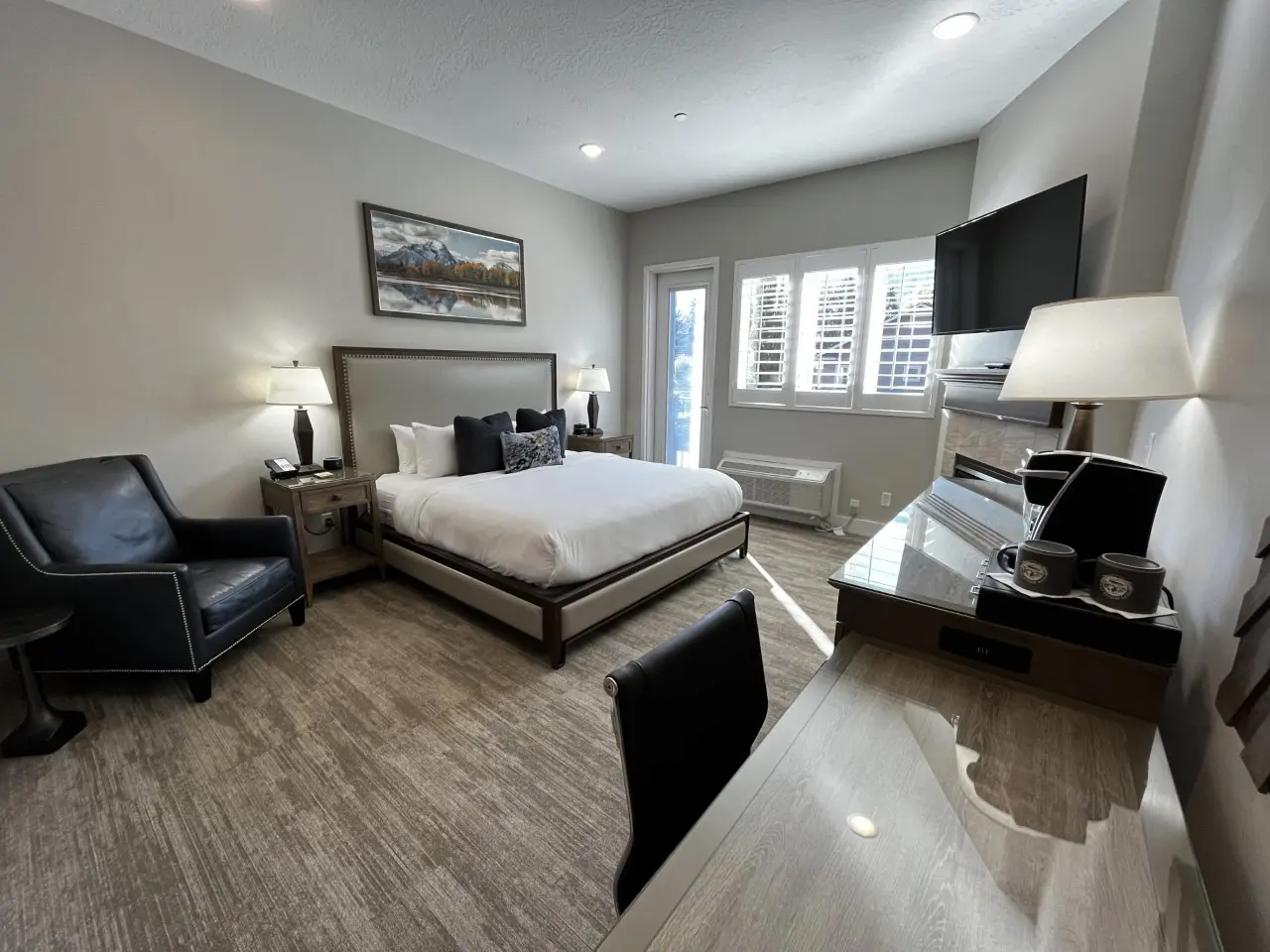 Hotel guest room with double bed