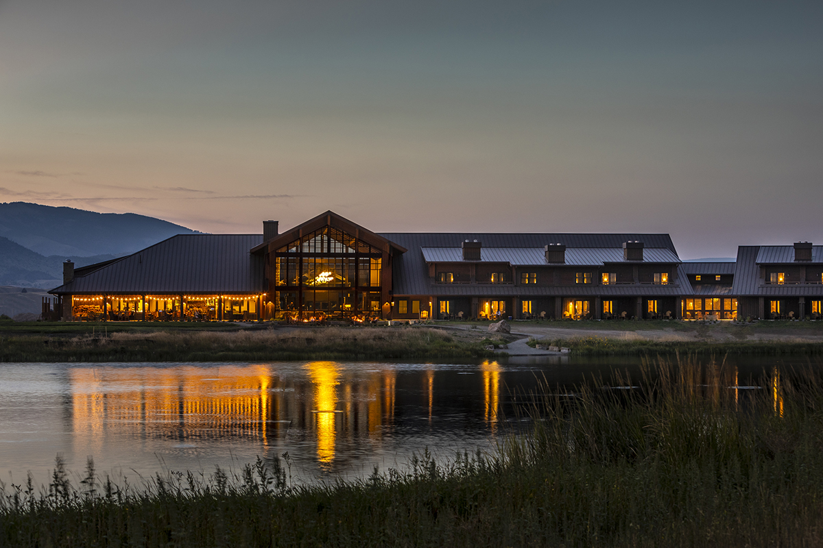 Hotel exterior at night